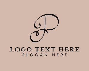 Elegant Script Letter P Logo