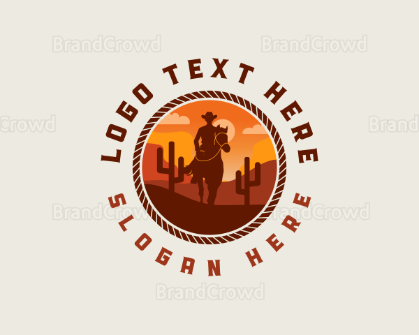 Cowboy Horse Desert Logo