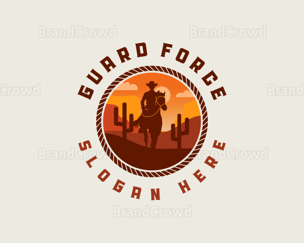 Cowboy Horse Desert Logo