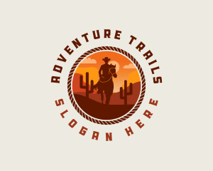 Cowboy Horse Desert logo design