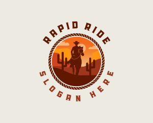 Cowboy Horse Desert logo design