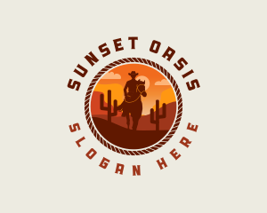 Cowboy Horse Desert logo design