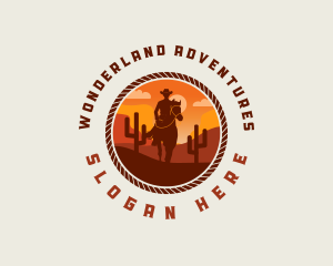 Cowboy Horse Desert logo design