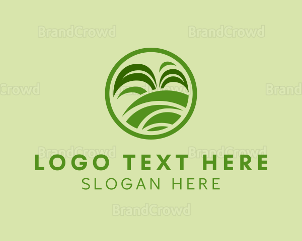 Grass Field Leaf Landscaping Logo
