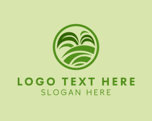 Trimming - Grass Field Leaf Landscaping logo design