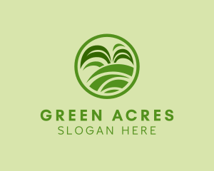 Pasture - Grass Field Leaf Landscaping logo design