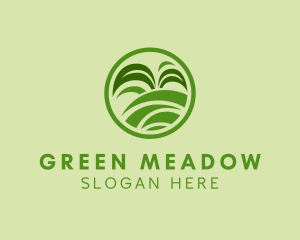 Pasture - Grass Field Leaf Landscaping logo design