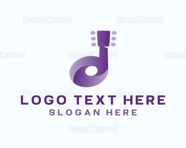 Guitar Note Music Letter D Logo