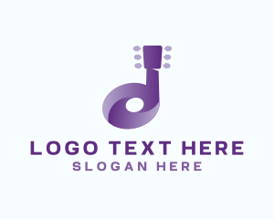 Music Tutor - Guitar Note Music Letter D logo design
