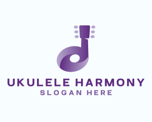 Ukulele - Guitar Note Music Letter D logo design