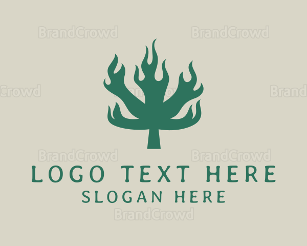 Flaming Weed Marijuana Logo