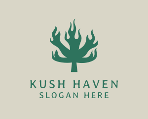 Kush - Flaming Weed Marijuana logo design