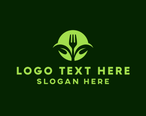 Eco - Vegetarian Fork Leaf logo design