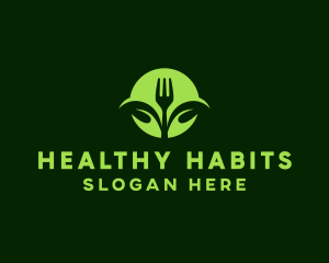 Vegetarian Fork Leaf logo design