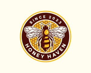 Bee Wasp Honeycomb logo design