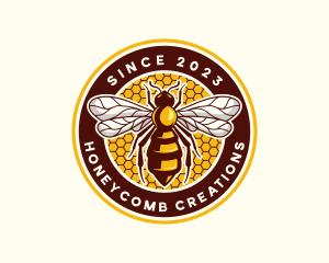 Bee Wasp Honeycomb logo design