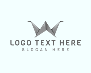 Folded - Origami Crane Letter W logo design