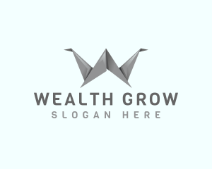 Origami Crane Letter W logo design