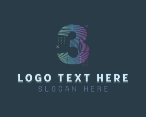 Modern Glitch Number 3 logo design