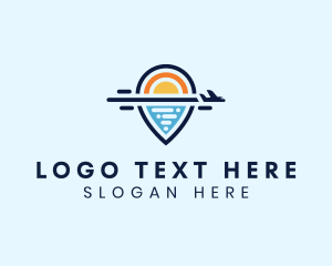 Travel Guide - Plane Beach Location Pin Vacation logo design