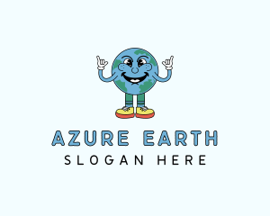 Cartoon Earth Globe logo design