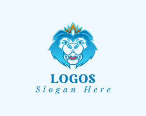 Kingdom - Blue Lion Crown logo design