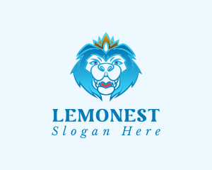 Lion - Blue Lion Crown logo design