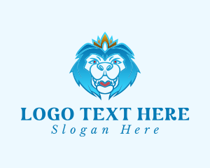 Feline - Blue Lion Crown logo design