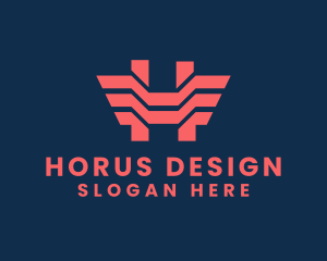 Letter H Geometric Wings logo design