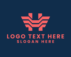 Lettermark - Letter H Geometric Wings logo design