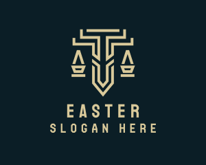 Sword - Justice Scale Legal Letter T logo design