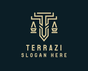 Justice Scale Legal Letter T logo design