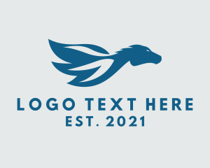 Horse Race - Blue Mythical Pegasus logo design