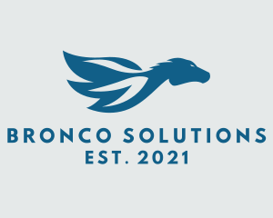 Bronco - Blue Mythical Pegasus logo design