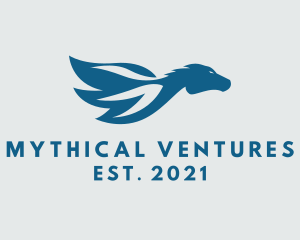 Myth - Blue Mythical Pegasus logo design