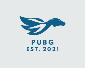 Blue Mythical Pegasus  logo design