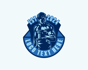 Bodybuilder - Strong Dumbbell Workout logo design