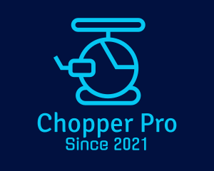 Chopper - Blue Helicopter Outline logo design