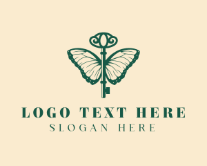 Insect - Green Butterfly Key logo design