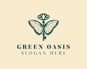 Green Butterfly Key logo design