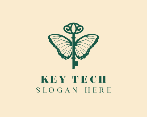 Green Butterfly Key logo design