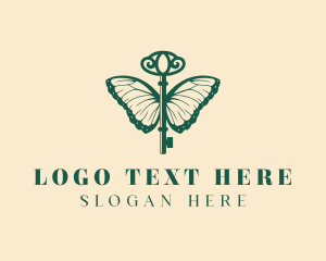 Keysmith - Green Butterfly Key logo design