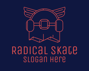 Red Skateboard Wings logo design