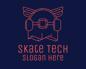 Red Skateboard Wings logo design