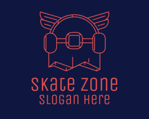 Red Skateboard Wings logo design