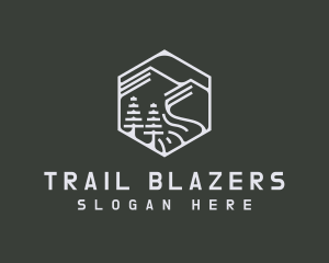 Abstract Mountain River Badge logo design