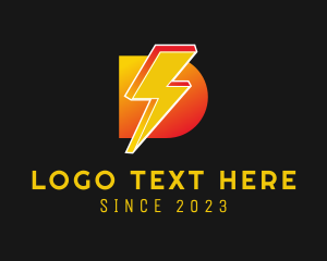 Light - Thunder Power Letter D logo design
