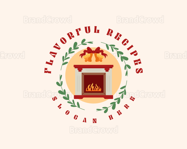 Christmas Holiday Fireplace Logo