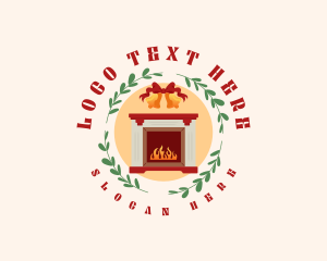 Fireplace - Christmas Holiday Fireplace logo design