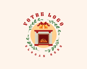 Christmas Holiday Fireplace Logo